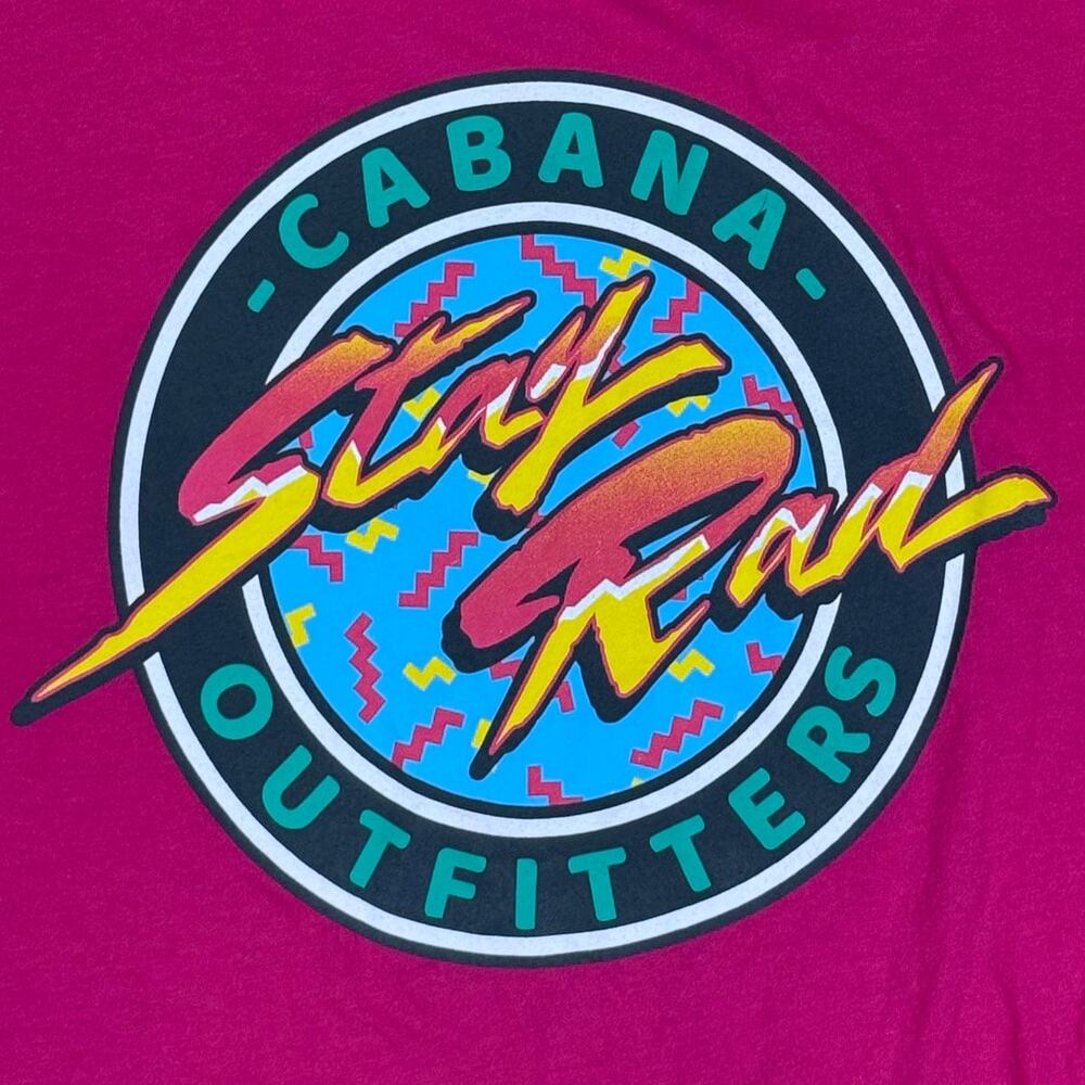 Cabana‎ by Crown & Ivy Stay Rad Retro Graphic T-Shirt Pink Big Logo Crew Mens XL